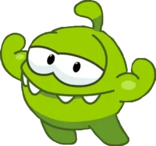💪 Om Nom Cut the Rope verde, mostro, cartone animato, gioco, carino, muscoli telegram sticker