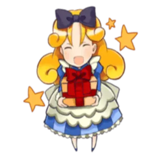 🎁 Cartoon, Anime, Geschenk, Sterne, Schleife, Süß, Mädchen whatsapp sticker