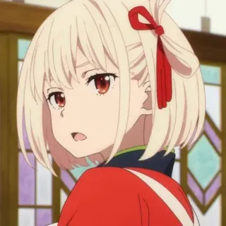 📕 Chisato Nishikigi Lycoris Recoil 애니메이션, 여자, 금발 머리, 귀여운, 치사토, 리코리스 리코일 telegram sticker