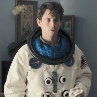 😧 Astronaut, Raumanzug, NASA, amerikanische Flagge, Mann, lustig telegram sticker