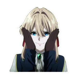 🤗 Violet Evergarden Anime, Postać, Naklejka, blond włosy, niebieskie oczy, Violet Evergarden telegram sticker