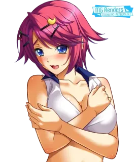 👙 anime, girl, pink hair, cute, bikini whatsapp sticker