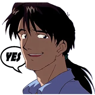 👍 YES ja, Anime, Mann, Sprechblase telegram sticker