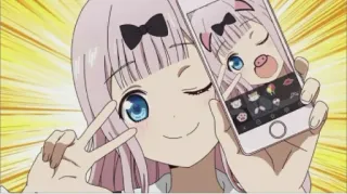😂 Chika Fujiwara Kaguya-sama: Love Is War Аниме, Девушка, Знак мира, Чика Фудзивара, Кагуя-сама: любовь как война, Мультфильм, Милый telegram sticker