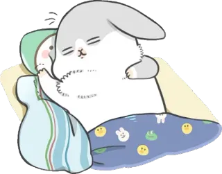 😪 bunny, sleeping, cute, cartoon, animal, pillow, blanket telegram sticker