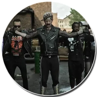 🕺 mężczyźni, punk, kurtka skórzana, street style, grupa, urban telegram sticker