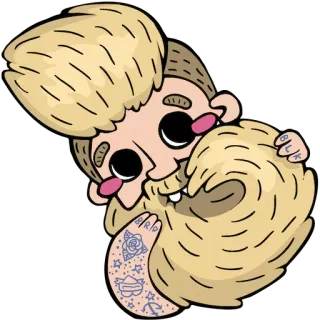 ☺️ BCK tattoo, man, beard, blonde, cartoon telegram sticker