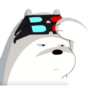 🐼 Ice Bear We Bare Bears urso, desenho animado, óculos, urso branco, urso polar, We Bare Bears, confuso telegram sticker