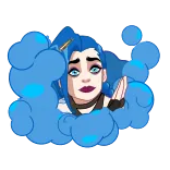 π Jinx Arcane Cartone animato, Personaggio, Capelli blu, Triste, Arcane telegram sticker
