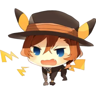 😠 Chibi, Anime, Cartoon, Charakter, Hut, Ohren, Blitz telegram sticker