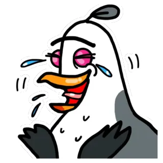 😂 นก, นกนางนวล, หัวเราะ, การ์ตูน, ร้องไห้, มีความสุข telegram sticker
