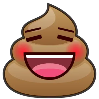 😳 эмодзи, какашка, коричневый, счастливый, мультфильм, наклейка whatsapp sticker