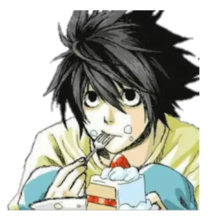 🍓 L Death Note Аниме, Death Note, L, Торт, Детектив, Манга, Сладкий telegram sticker