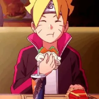 🤤 Boruto Uzumaki Boruto anime, boruto, uzumaki, comida, desenho animado telegram sticker