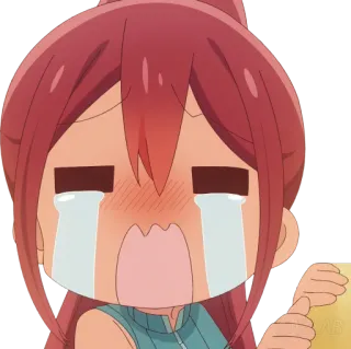 😭 Anime, Płacz, Smutny, Emocjonalny, Kreskówka, Kobieta, Rude włosy whatsapp sticker
