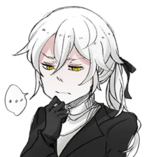 🤔 anime, manga, character, white hair, gloves, blazer, thinking, pensive telegram sticker