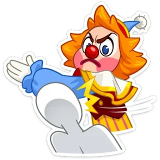 😡 clown, colère, contrarié, dessin animé, facepalm, personnage whatsapp sticker