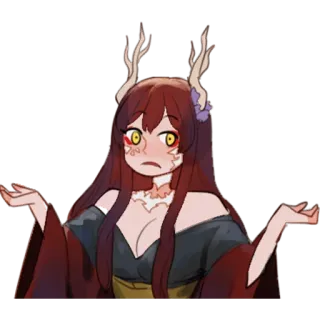 🤷‍♀️ อนิเมะ, สาวกวาง, น่ารัก, คาวาอิ, สับสน, เขา telegram sticker