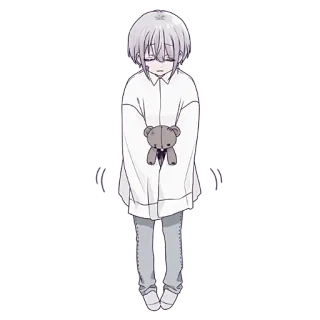 😞 Anime, Fofo, Sozinho, Cinzento, Urso, Triste whatsapp sticker