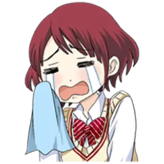 😢 chica anime, llorando, triste, lágrimas, emocional telegram sticker