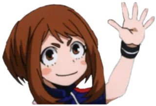 👋 Ochaco Uraraka My Hero Academia 动漫, 漫画, 丽日御茶子, 我的英雄学院, 波浪 telegram sticker
