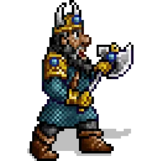 🔨 pixel art, dwarf, axe, fantasy, warrior telegram sticker