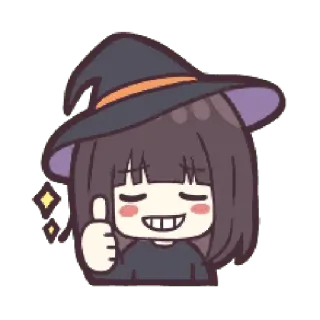 👍 hexe, daumen hoch, süß, anime, mädchen, comic, magie, positiv telegram sticker