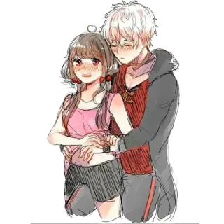 ❤️ Anime, Coppia, Amore, Romance, Cartone animato, Abbraccio telegram sticker