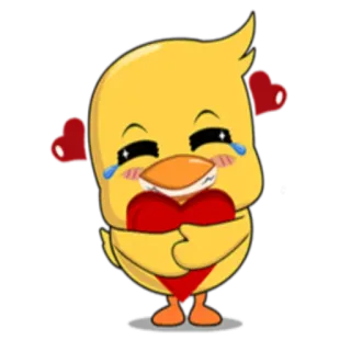 ❤️ pato, lindo, emoji, dibujo animado, corazón, amor, adorable whatsapp sticker