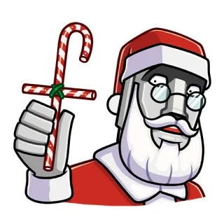 🗿 robô, Papai Noel, bengala doce, natal, feriado telegram sticker