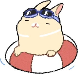 ☺️ Hase, Schwimmen, Sommer, Pool, niedlich, Schwimmring telegram sticker