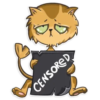 😞 CENSORED gato, censurado, animal, triste, dibujo animado telegram sticker