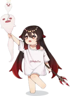 👻 @NekoTsu Anime, Mignon, Fille, Fantôme, Art numérique whatsapp sticker