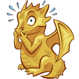 😨 drago, preoccupato, scioccato, cartone animato, adesivo, oro whatsapp sticker