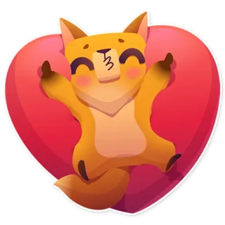 ❤ キツネ, ハート, ステッカー, 漫画, 動物 telegram sticker