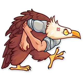 😡 pássaro, águia, músculos, bravo, desenho animado telegram sticker