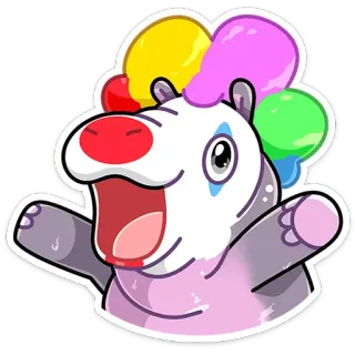 🤡 하마, 광대, 만화, 동물, 귀여운, 스티커 telegram sticker