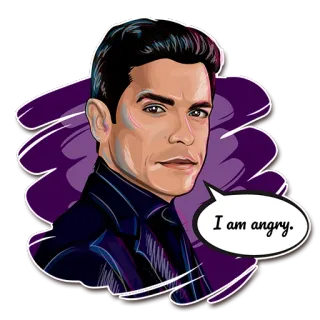 👿 I am angry. злой, мужчина, портрет, стикер, мультфильм, эмоция telegram sticker