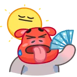 🥵 Мультик, Солнце, Пот, Вентилятор, Жара, Уставший, Красный, Язык telegram sticker