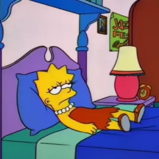 🙁 Lisa Simpson The Simpsons Cartoon, Lisa Simpson, Schlafzimmer, Bett, Jazz, Müde, Schläfrig whatsapp sticker