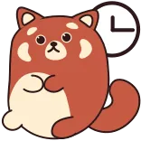 🙁 Tier, Roter Panda, Cartoon, Uhr, Warten, Zeit telegram sticker