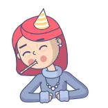 🥳 kreskówka, kobieta, lizak, czapeczka urodzinowa telegram sticker