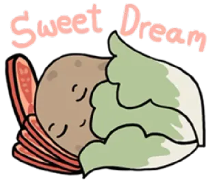😴 Sweet Dream durmiendo, patata, dulces sueños, lindo, dibujos animados whatsapp sticker