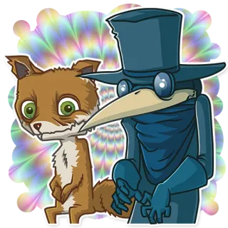 🌀 キツネ, 鳥, 漫画, 動物, 面白い, キャラクター telegram sticker