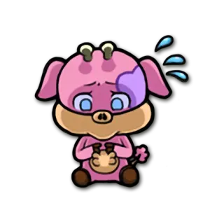😔 만화, 동물, 돼지, 분홍색, 귀여운 telegram sticker