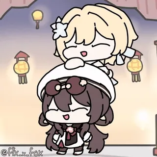 🤗 Lumine and Hu Tao Genshin Impact whatsapp sticker