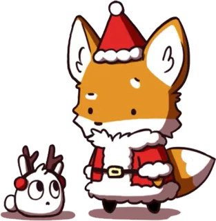 📣 Рождество, лиса, олень, милый, мультфильм, праздник whatsapp sticker