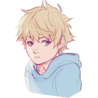 ☹ Anime, Con trai, Minh họa, Hoạt hình, Nhân vật, Bản vẽ telegram sticker