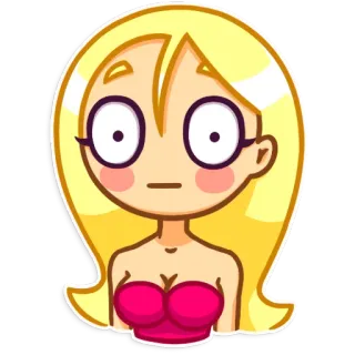 😳 cartoon, blond, girl, eyes, sticker telegram sticker