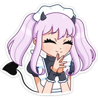 ☺️ Anime, Mädchen, Teufel, Maid, Süß, Kawaii, Illustration telegram sticker